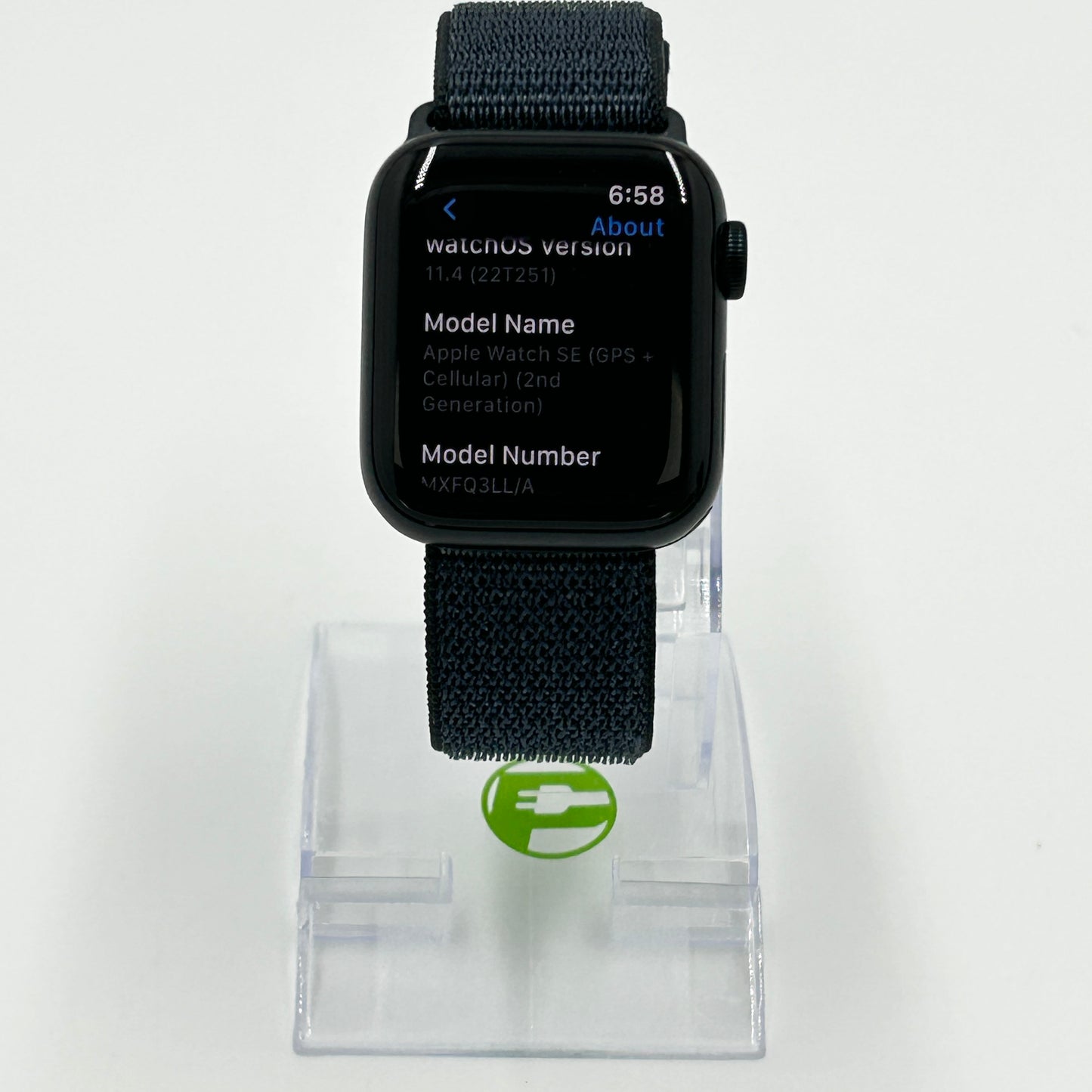 GPS Only Apple Watch SE 2nd Gen 40MM Black Aluminum Anchor Blue Sport Loop
