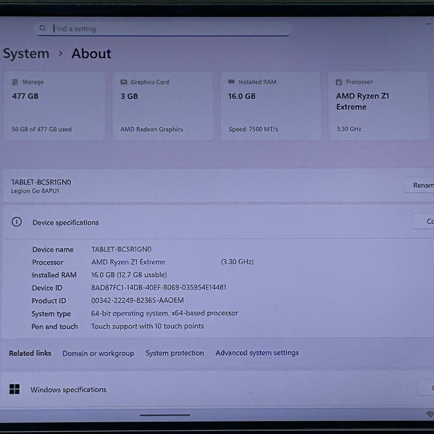 Lenovo Legion Go 8.8" AMD Ryzen Z1 Extreme 16GB RAM 512GB Black 83E1001YUS