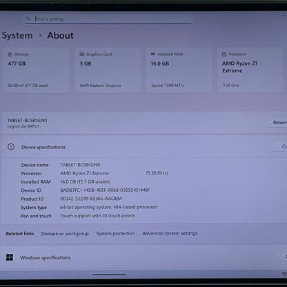 Lenovo Legion Go 8.8" AMD Ryzen Z1 Extreme 16GB RAM 512GB Black 83E1001YUS