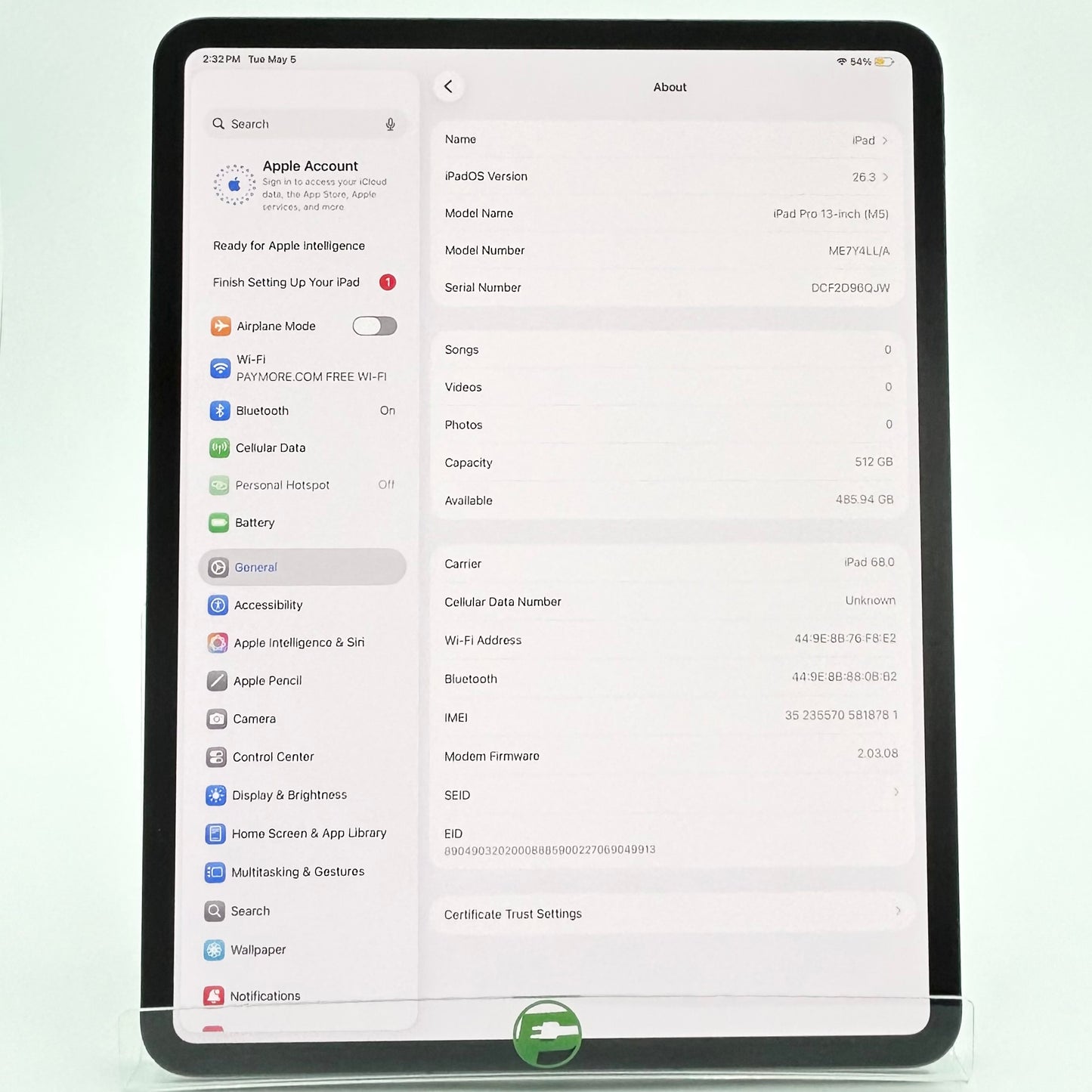 Unlocked Apple iPad Pro 13" M5 512GB Space Black ME7Y4LL/A