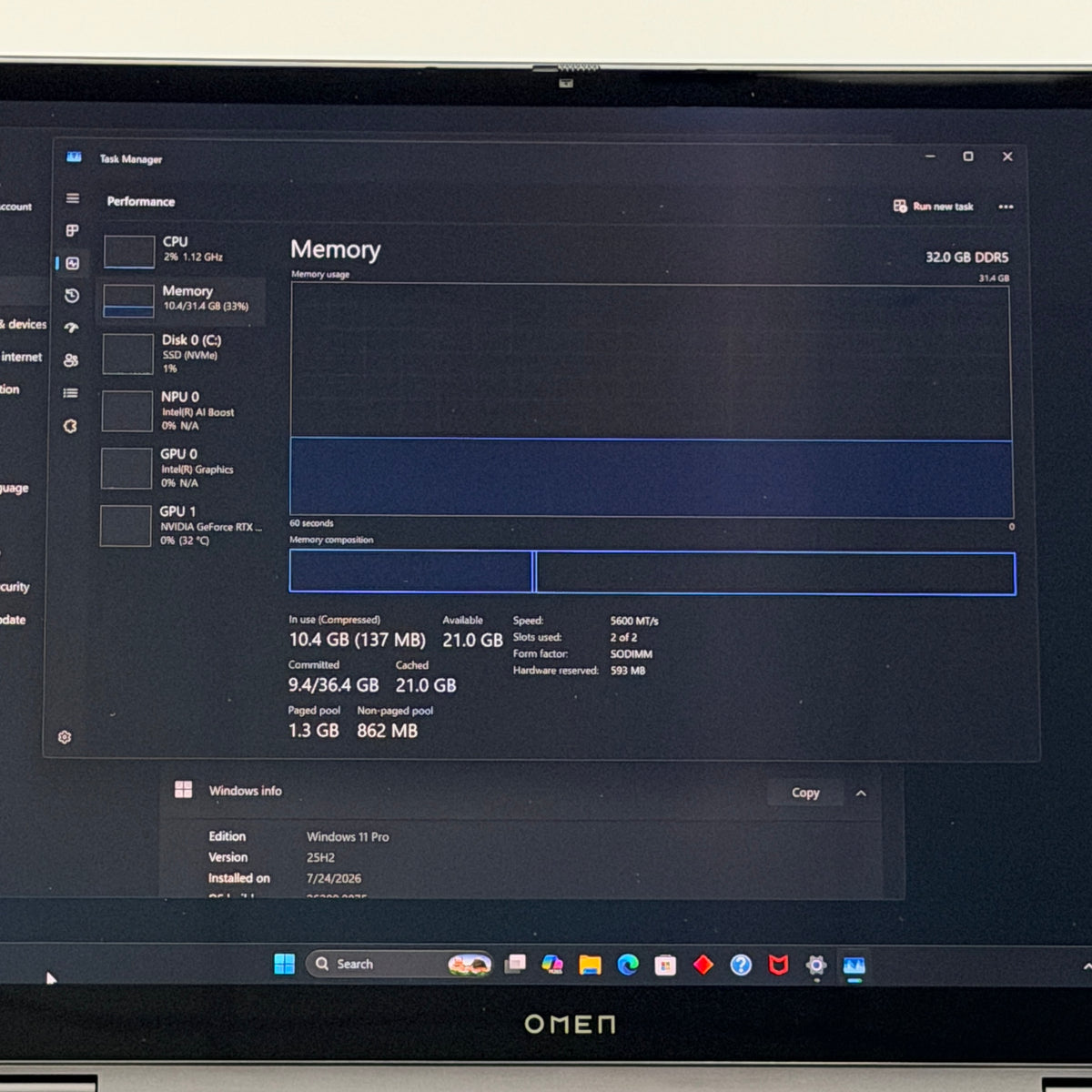 HP Omen Max 16-ah0043dx 16" Core Ultra 9 275HX 32GB RAM 2TB SSD GeForce RTX 5080