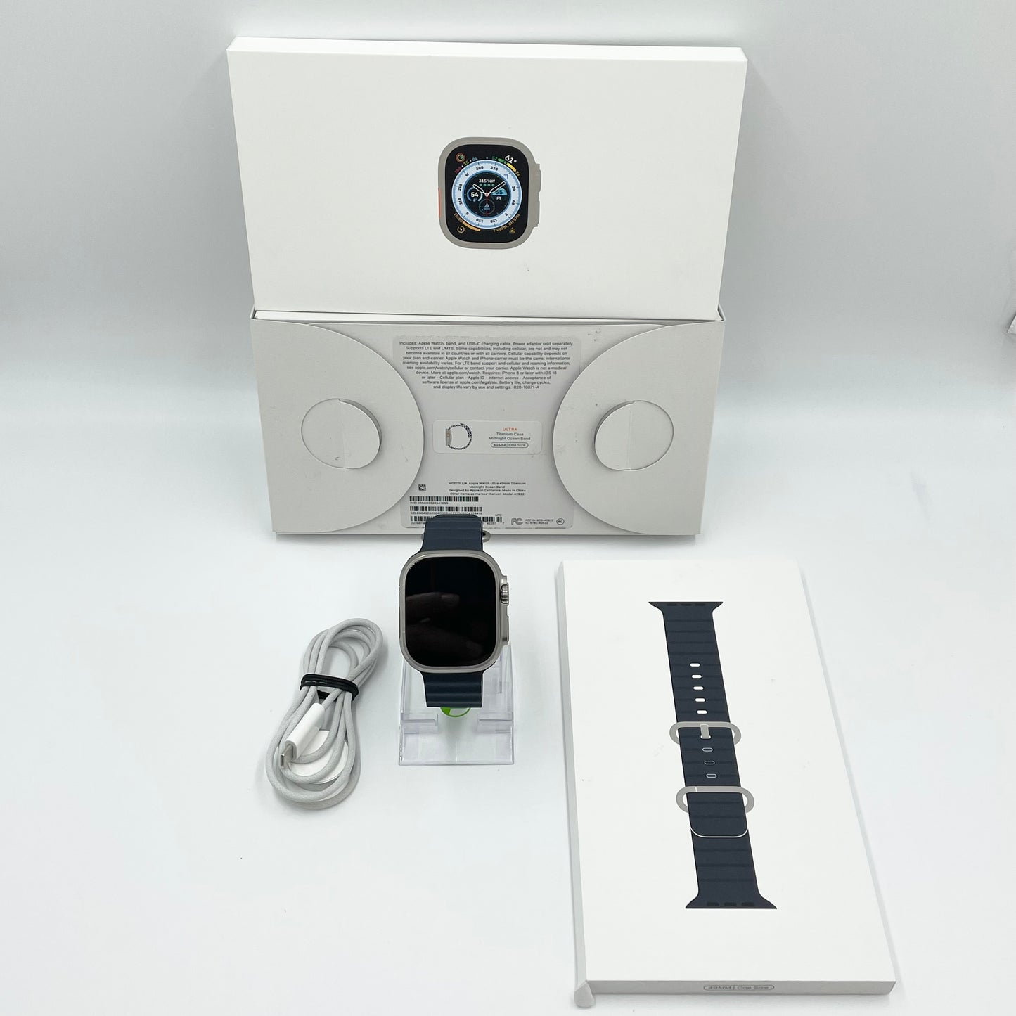 Unlocked Apple Watch Ultra 49MM Natural Titanium Blue Ocean Band MQET3LL/A