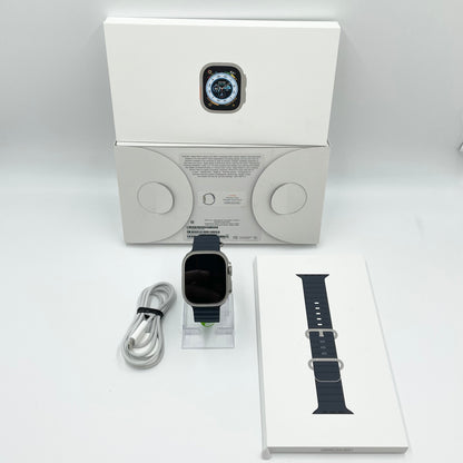 Unlocked Apple Watch Ultra 49MM Natural Titanium Blue Ocean Band MQET3LL/A