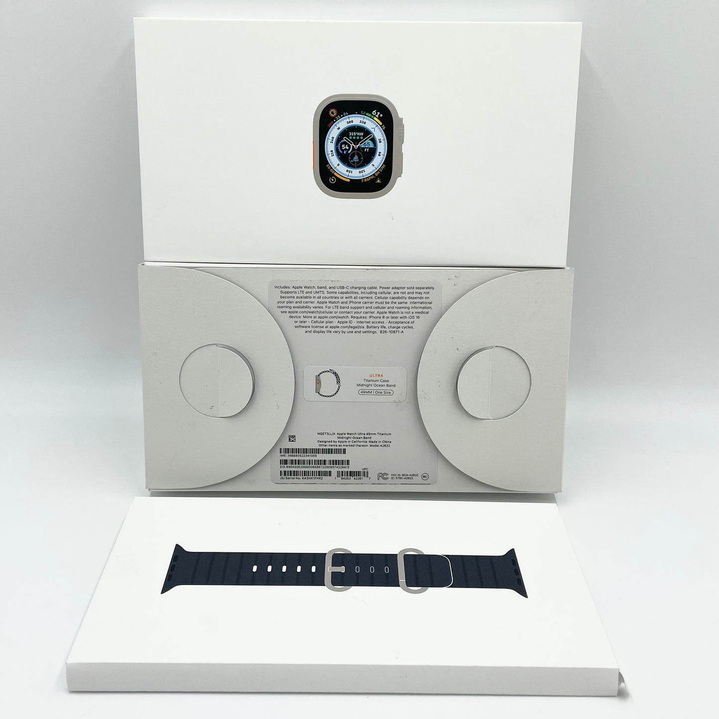 Unlocked Apple Watch Ultra 49MM Natural Titanium Blue Ocean Band MQET3LL/A