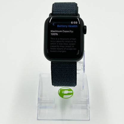 GPS Only Apple Watch SE 2nd Gen 40MM Black Aluminum Anchor Blue Sport Loop