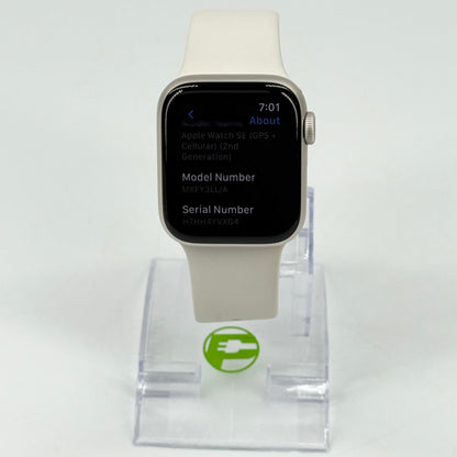 GPS Only Apple Watch SE 2nd Gen 40MM Starlight Aluminum Starlight Sport Band