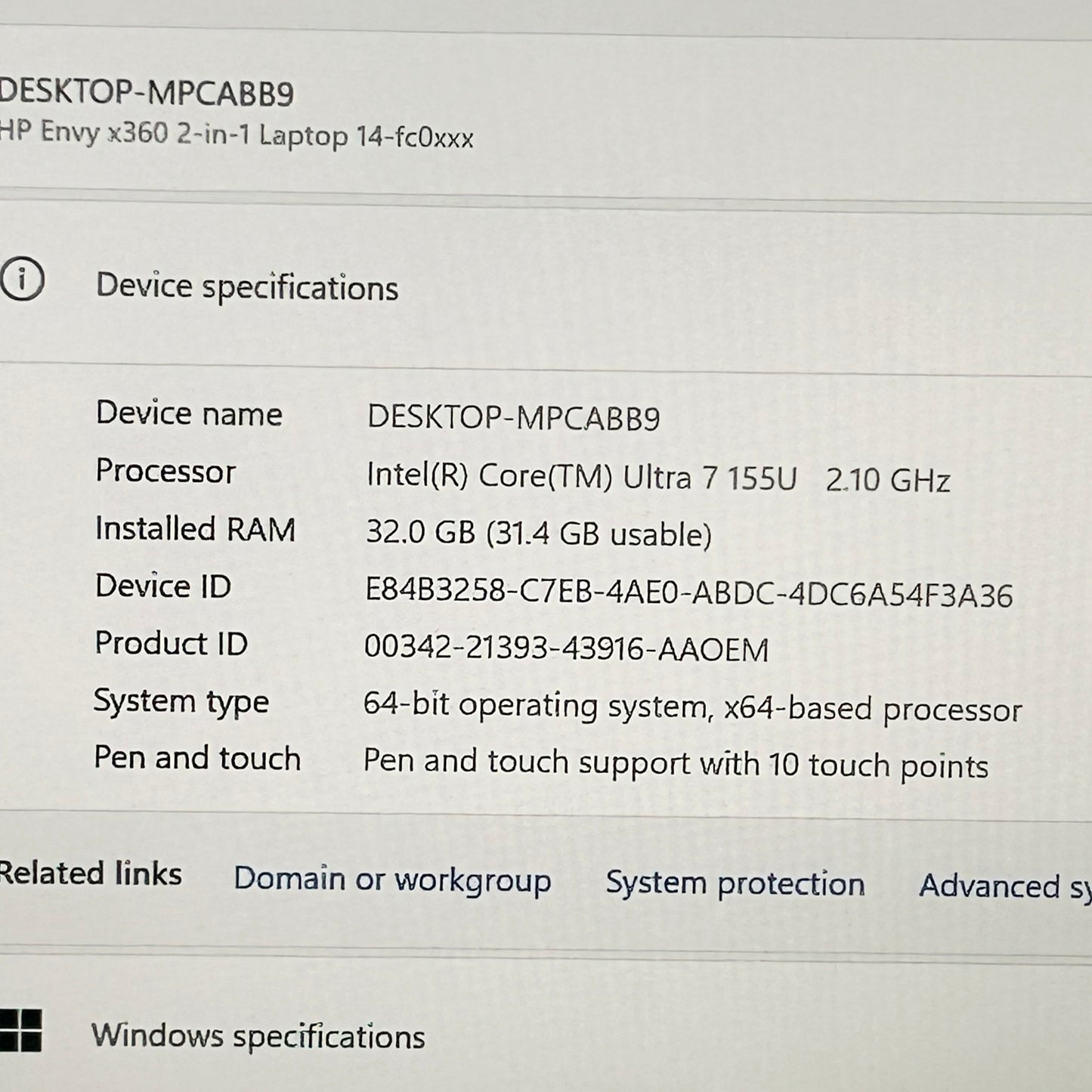 HP Envy x360 14-FC0033DX 14" Core Ultra 7 155U 1.7GHz 32GB RAM 1TB SSD