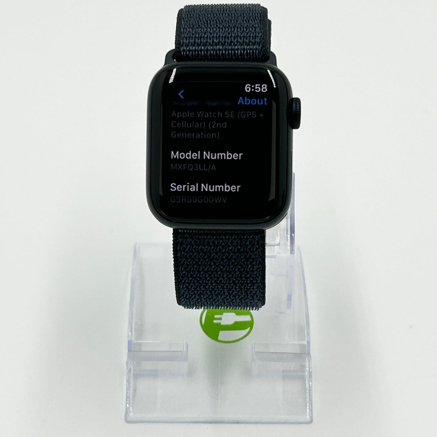 GPS Only Apple Watch SE 2nd Gen 40MM Black Aluminum Anchor Blue Sport Loop