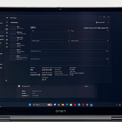 HP Omen Max 16-ah0043dx 16" Core Ultra 9 275HX 32GB RAM 2TB SSD GeForce RTX 5080
