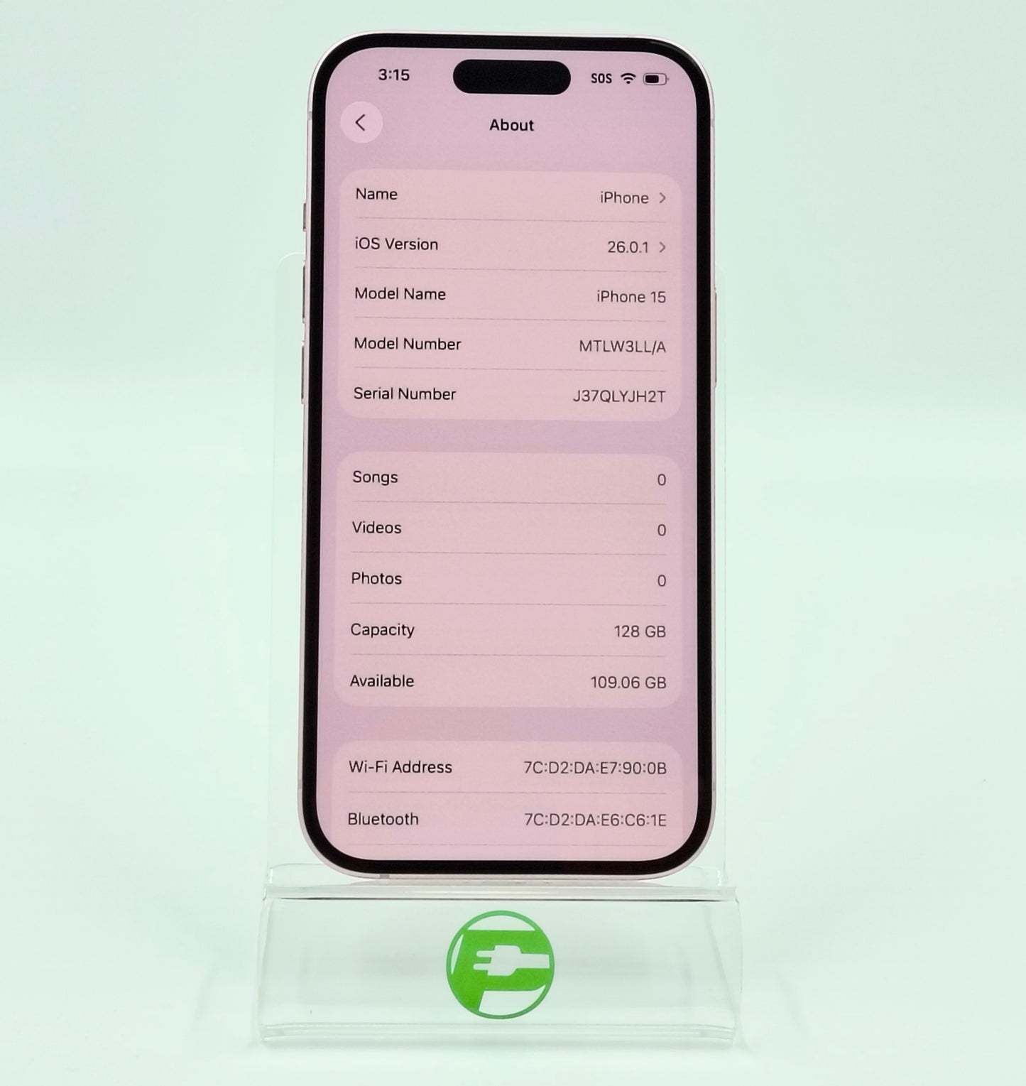 T-Mobile Apple iPhone 15 128GB Pink MTLW3LL/A